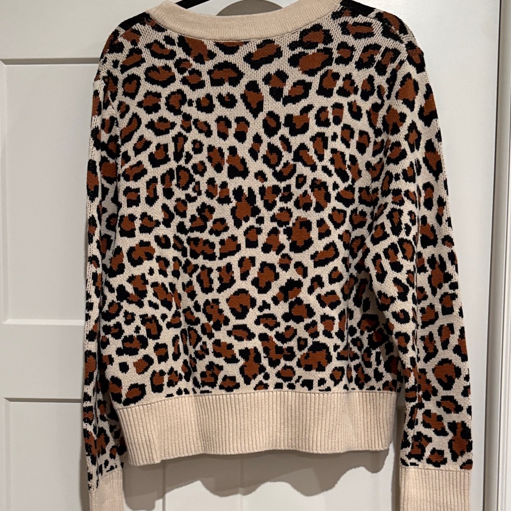 CAbi Leopard Print Cardigan in Black and Tan - Picture 5 of 5